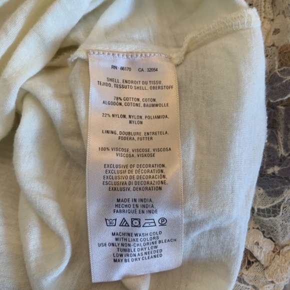 Anthropologie mesh top Y2K sheer Ivory Anja Floral Blouse Boho Lace Crochet XS - Picture 14 of 16